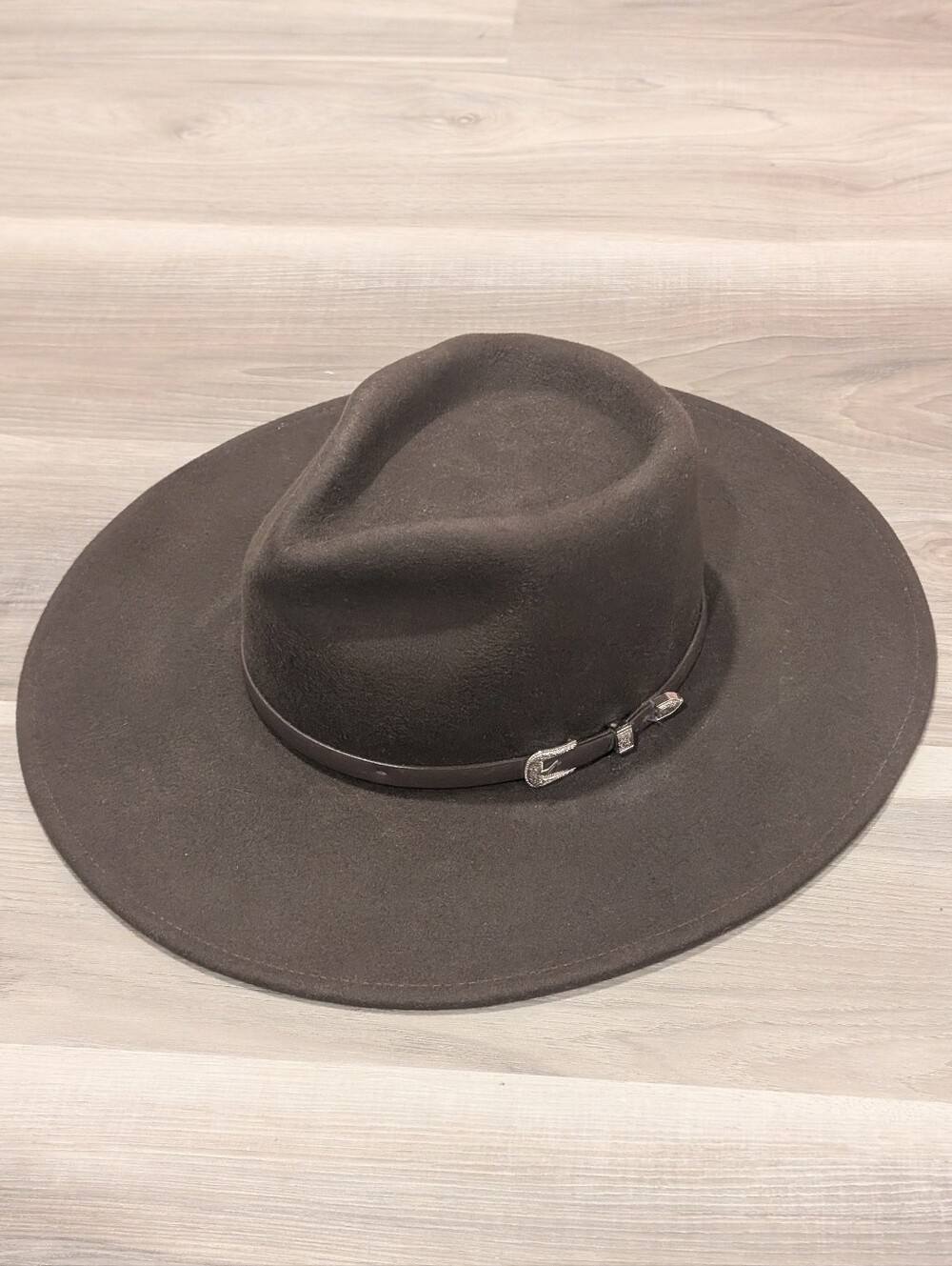 WYETH | Western Buckle Wool Fedora Hat In Chocolate Brown